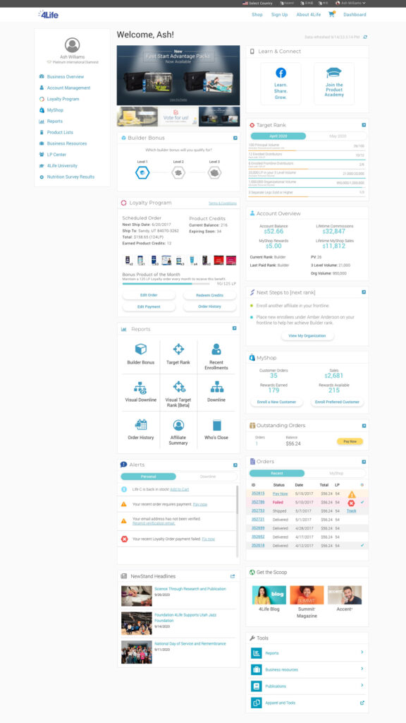 4Life Dashboard